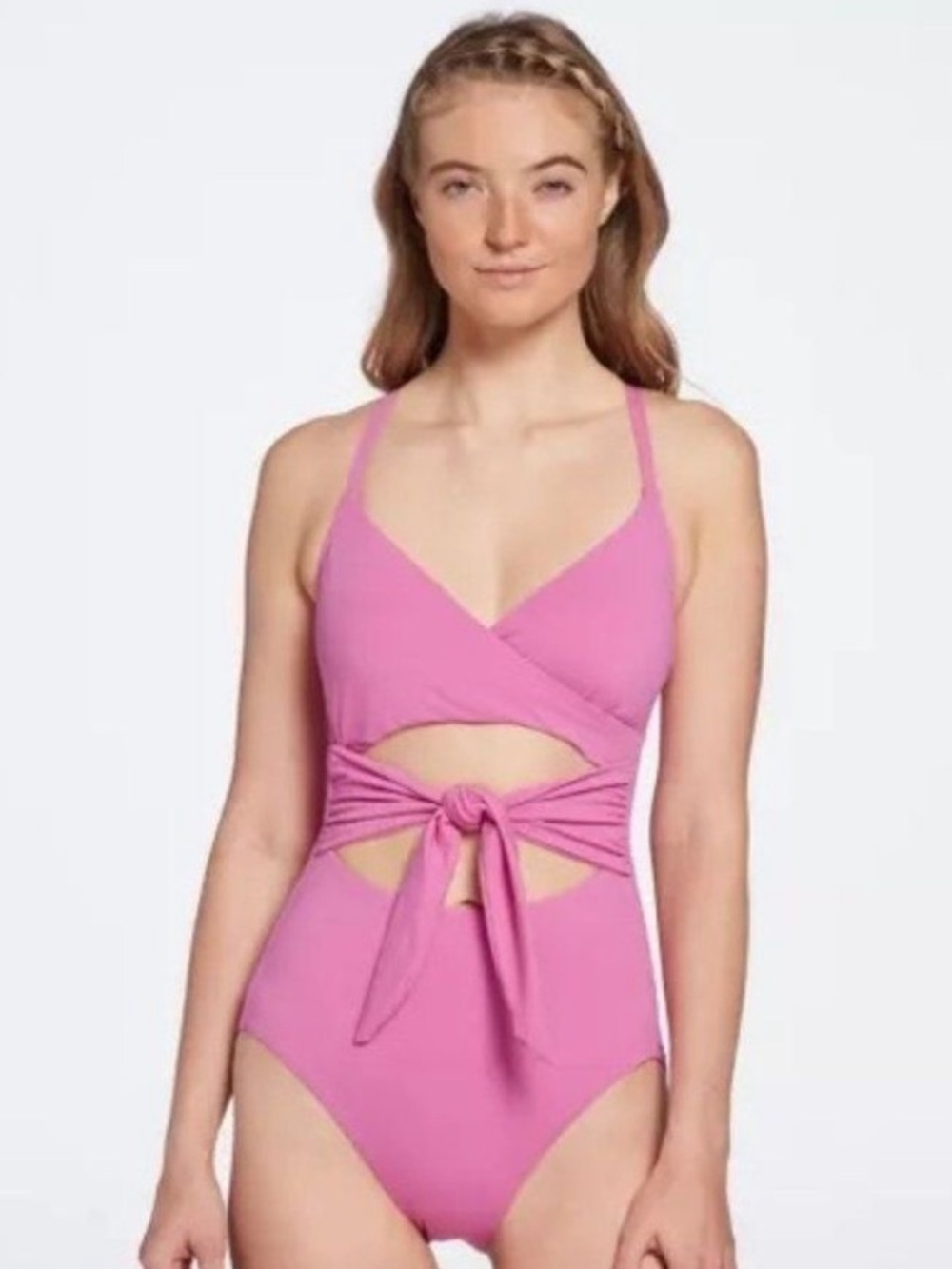 Calia Barbie Pink One-Piece Swimsuit with Front Tie